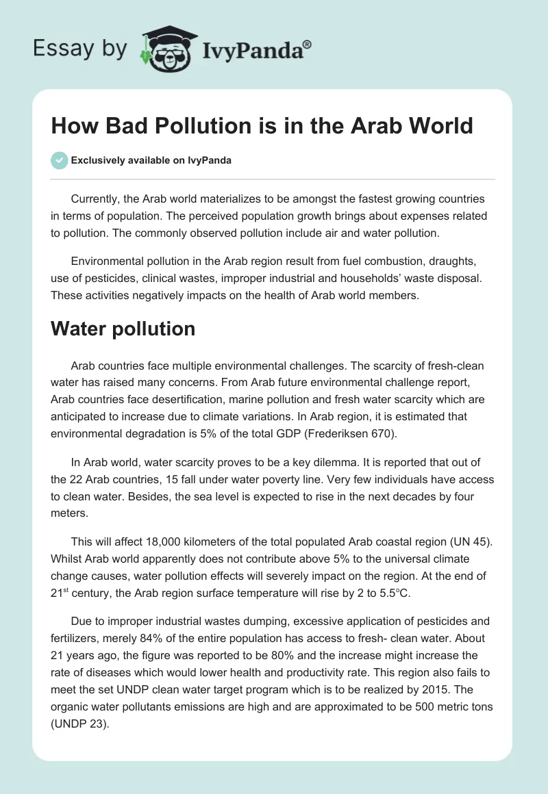 How Bad Pollution Is in the Arab World. Page 1