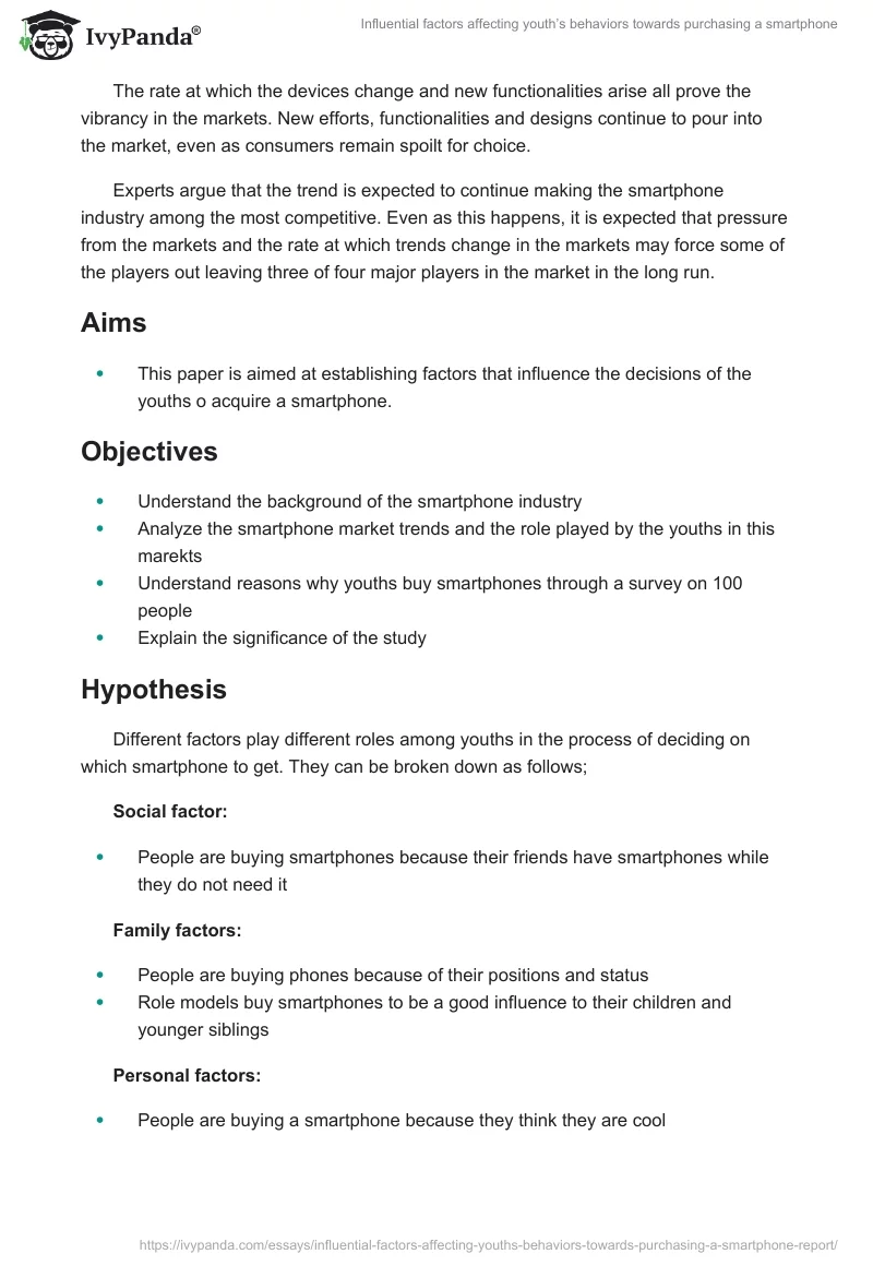 Factors Affecting Youth’s Behaviors Towards Purchasing a Smartphone. Page 2