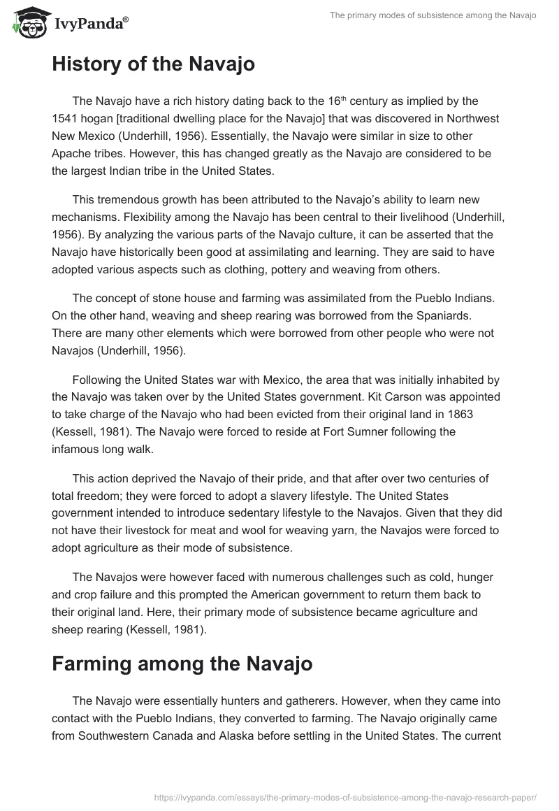 The primary modes of subsistence among the Navajo. Page 2