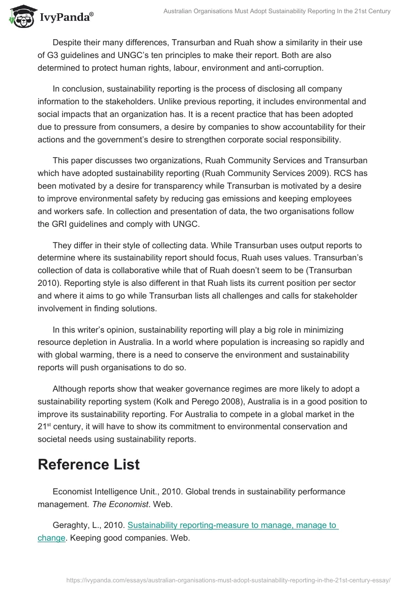 Australian Organisations Must Adopt Sustainability Reporting In the 21st Century. Page 4