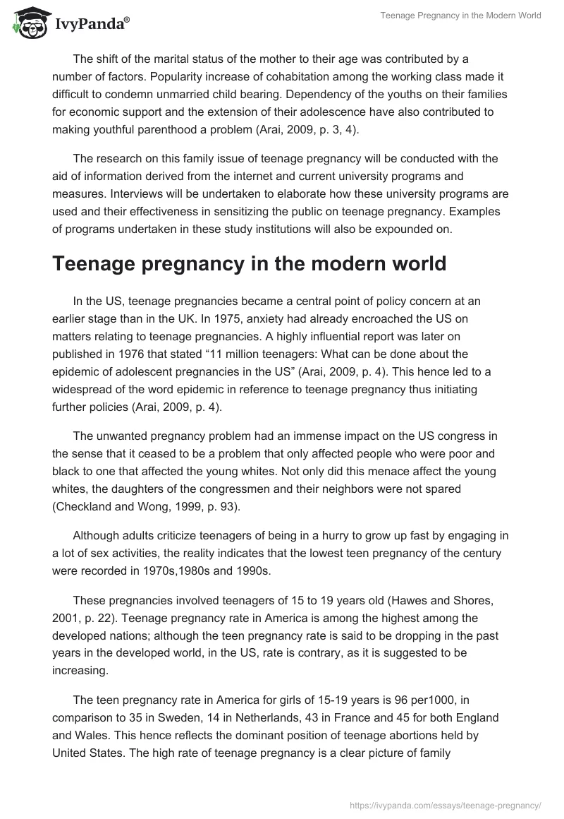 Teenage Pregnancy in the Modern World. Page 2
