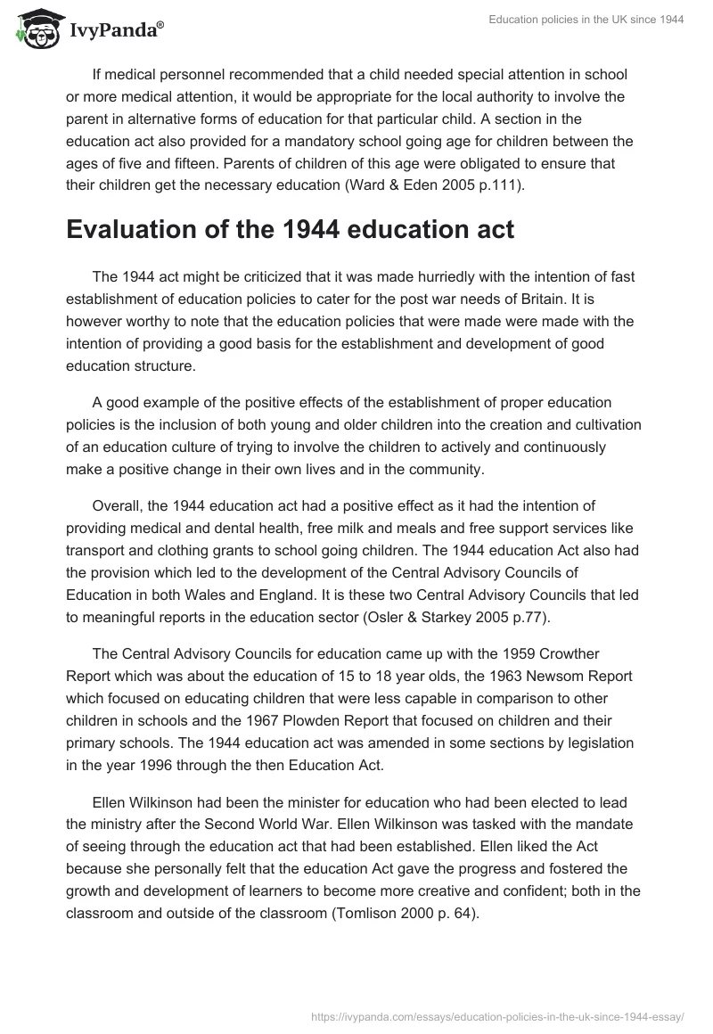 Education policies in the UK since 1944. Page 5