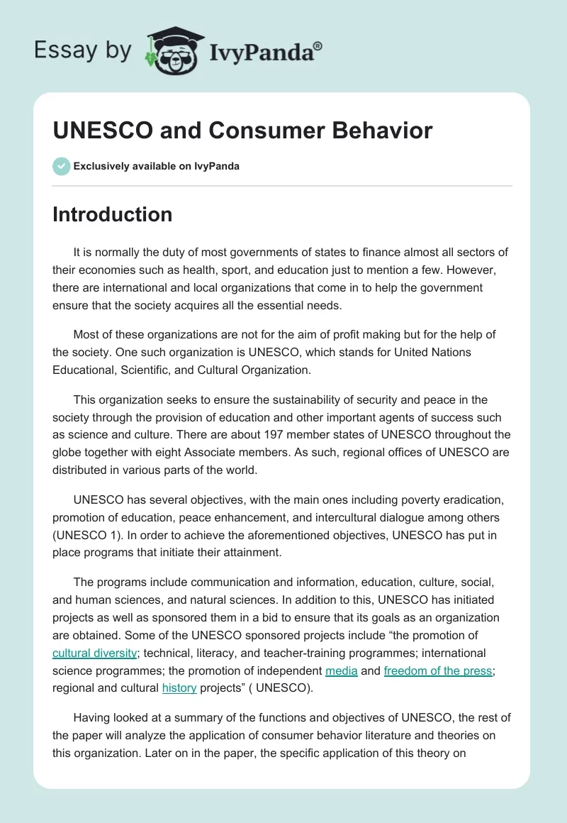 UNESCO and Consumer Behavior. Page 1