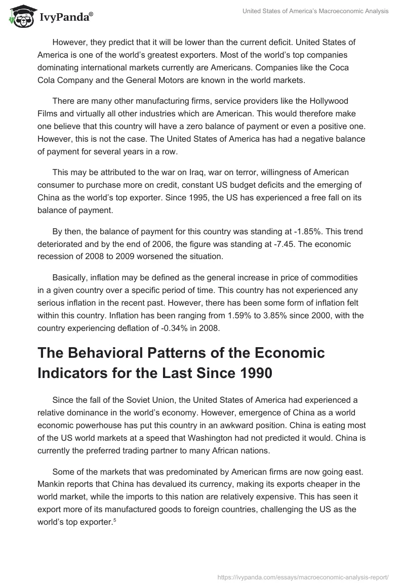 United States of America’s Macroeconomic Analysis. Page 3