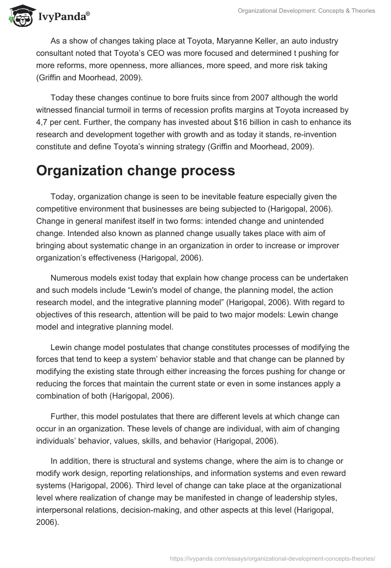 Organizational Development: Concepts & Theories. Page 4