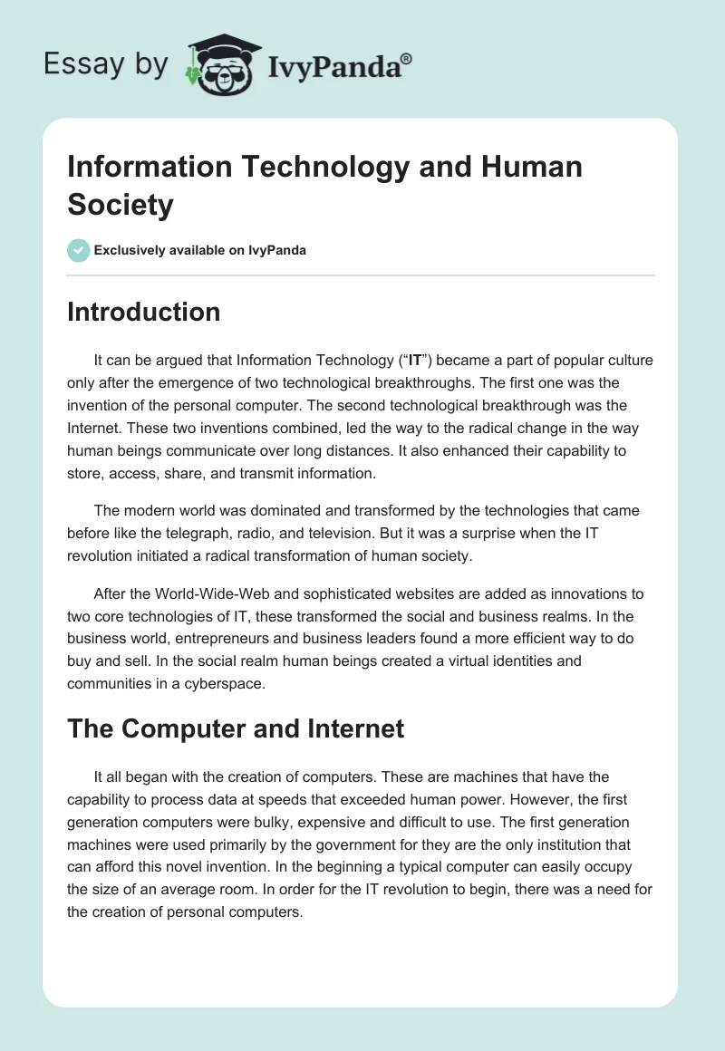 information technology essay pdf