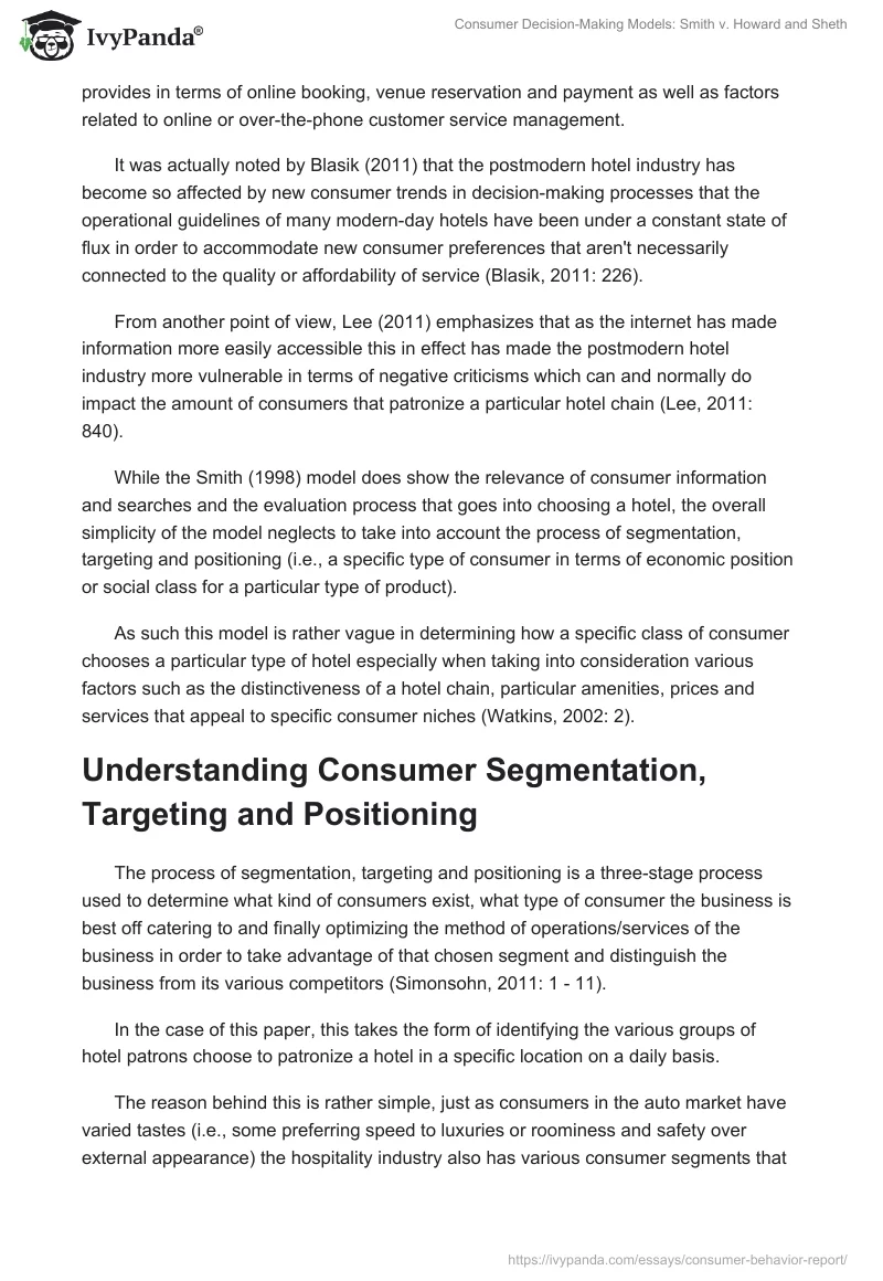 Consumer Decision-Making Models: Smith v. Howard and Sheth. Page 5