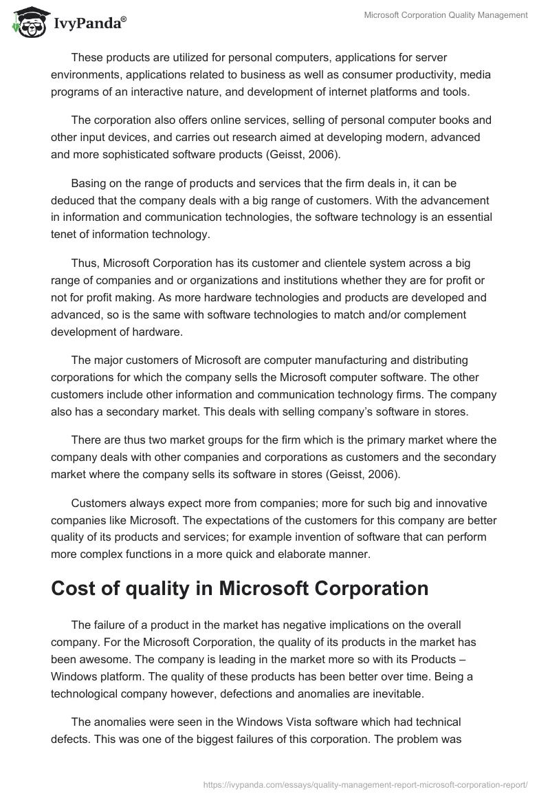 Microsoft Corporation Quality Management. Page 2