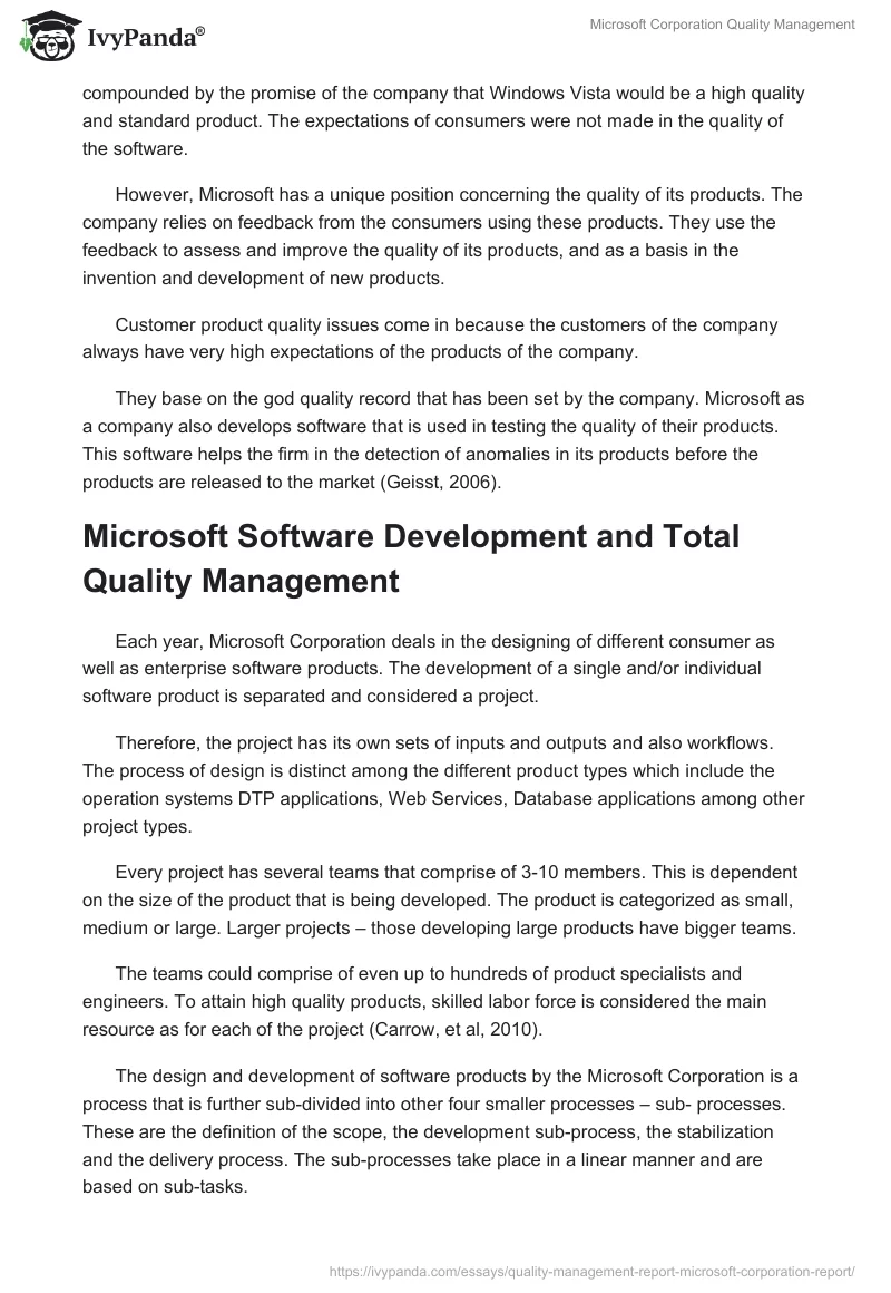 Microsoft Corporation Quality Management. Page 3