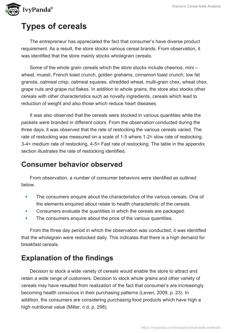Krexox's Cereal Aisle Analysis. Page 2