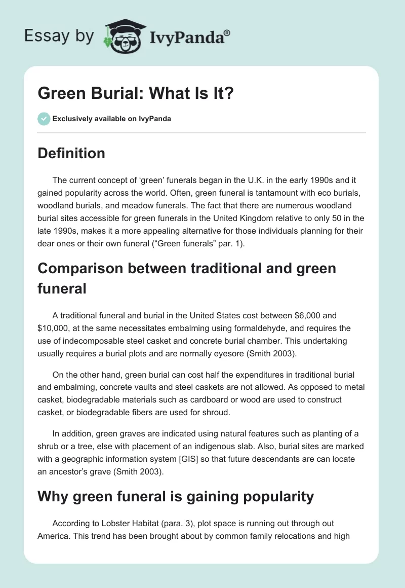 Green Burial: What Is It?. Page 1