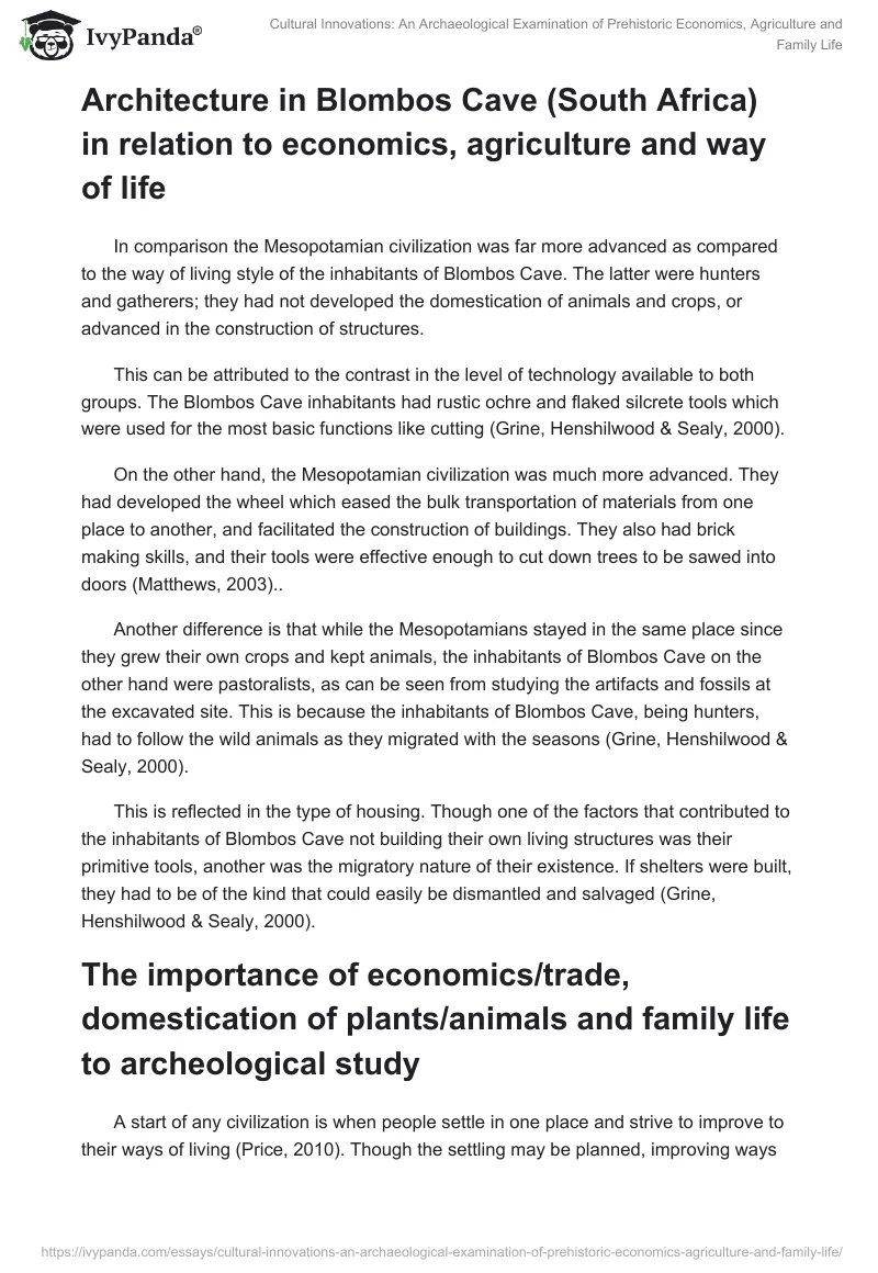 Cultural Innovations: An Archaeological Examination of Prehistoric Economics, Agriculture and Family Life. Page 3