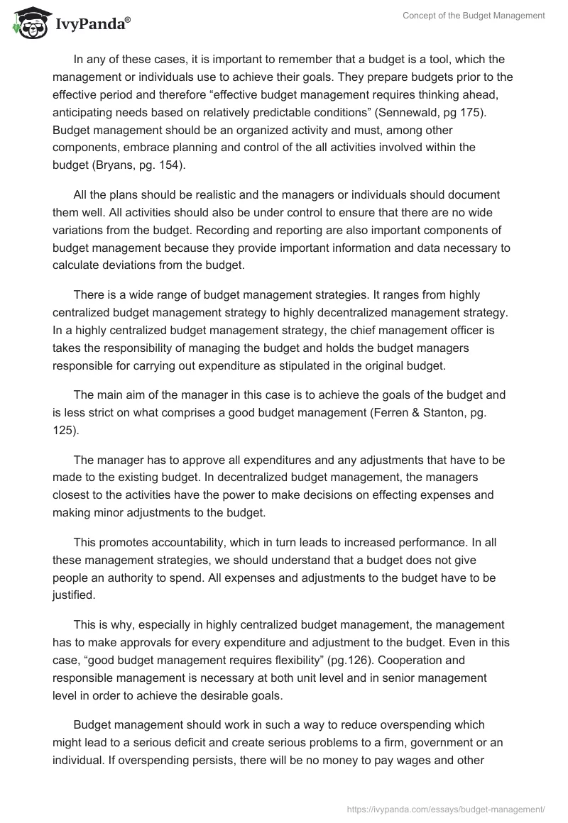 Concept of the Budget Management. Page 2