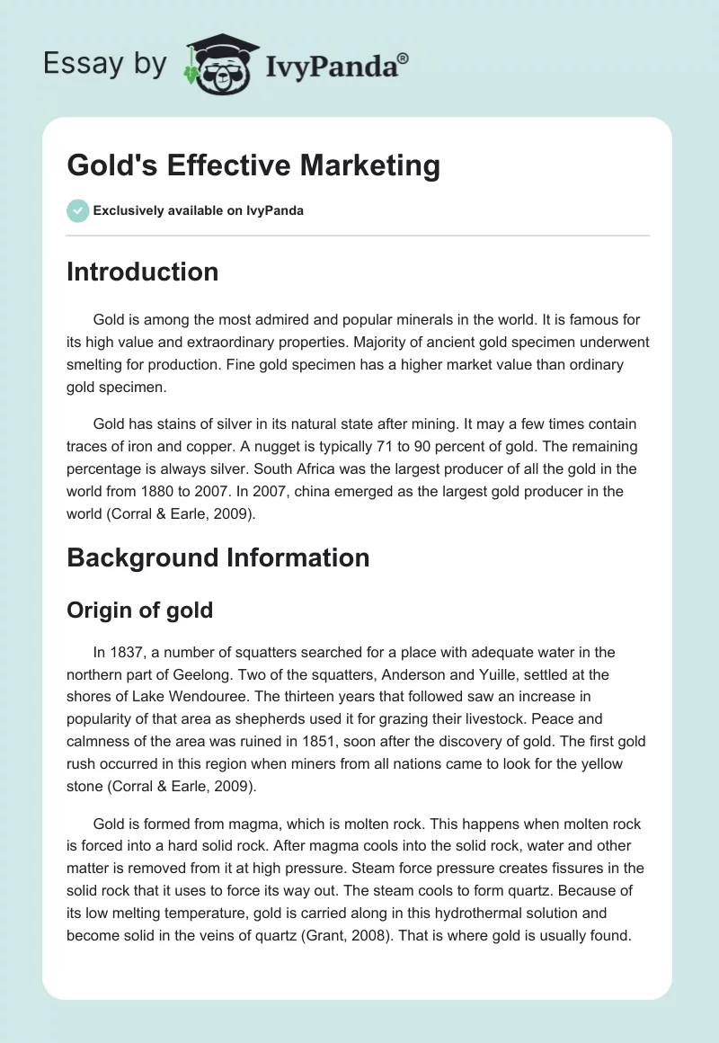 Gold's Effective Marketing. Page 1