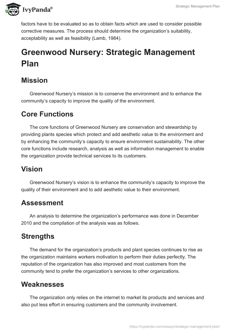 Strategic Management Plan. Page 3