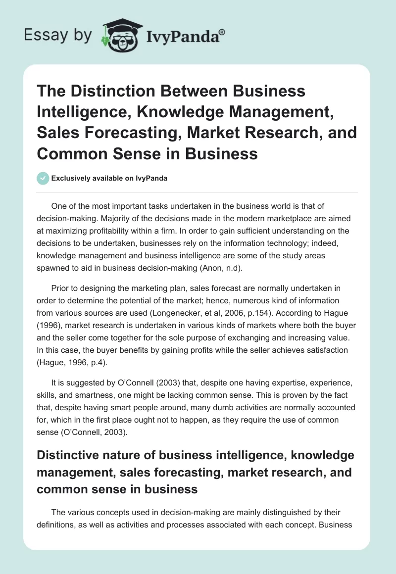 Various Concepts Used in Decision-Making in Business. Page 1