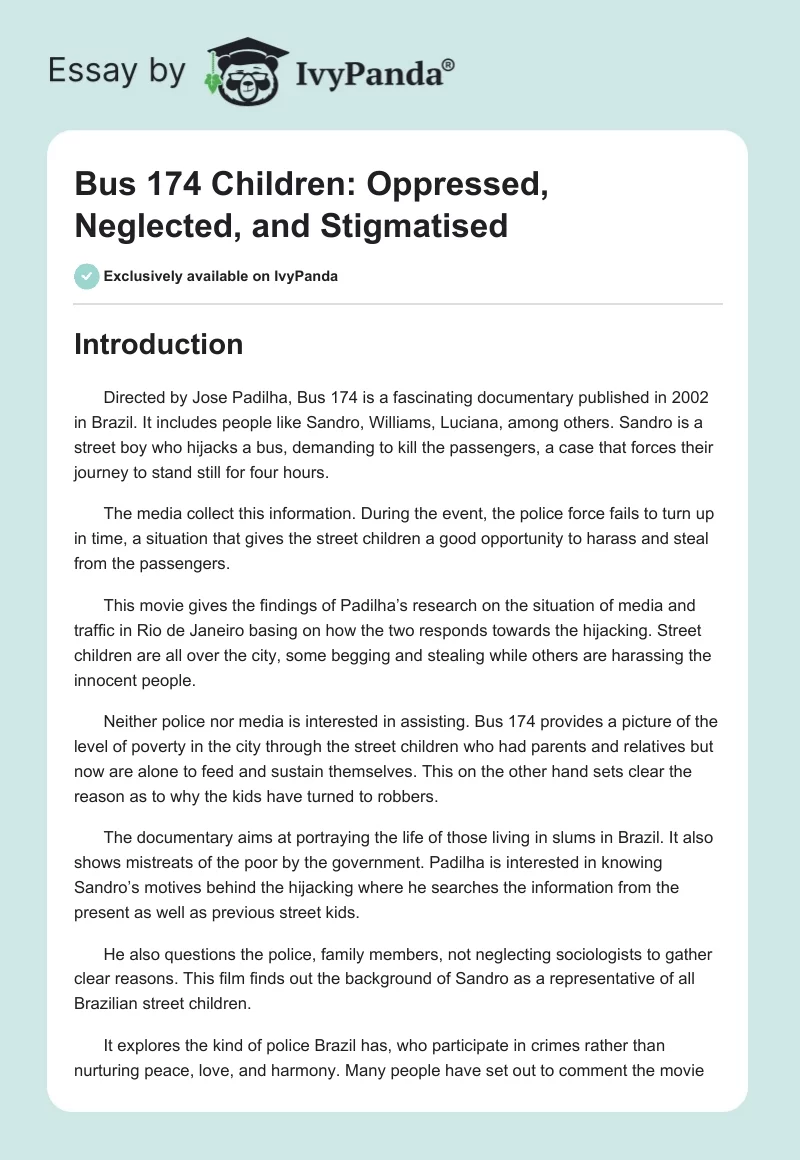 "Bus 174" Children: Oppressed, Neglected, and Stigmatised. Page 1
