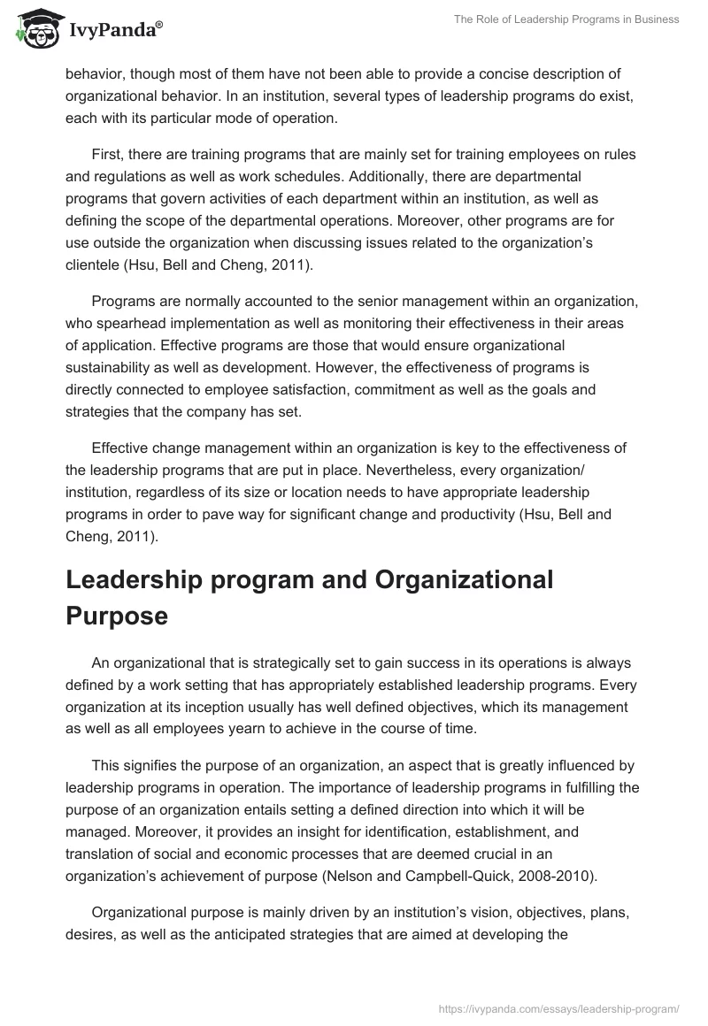 The Role of Leadership Programs in Business. Page 2