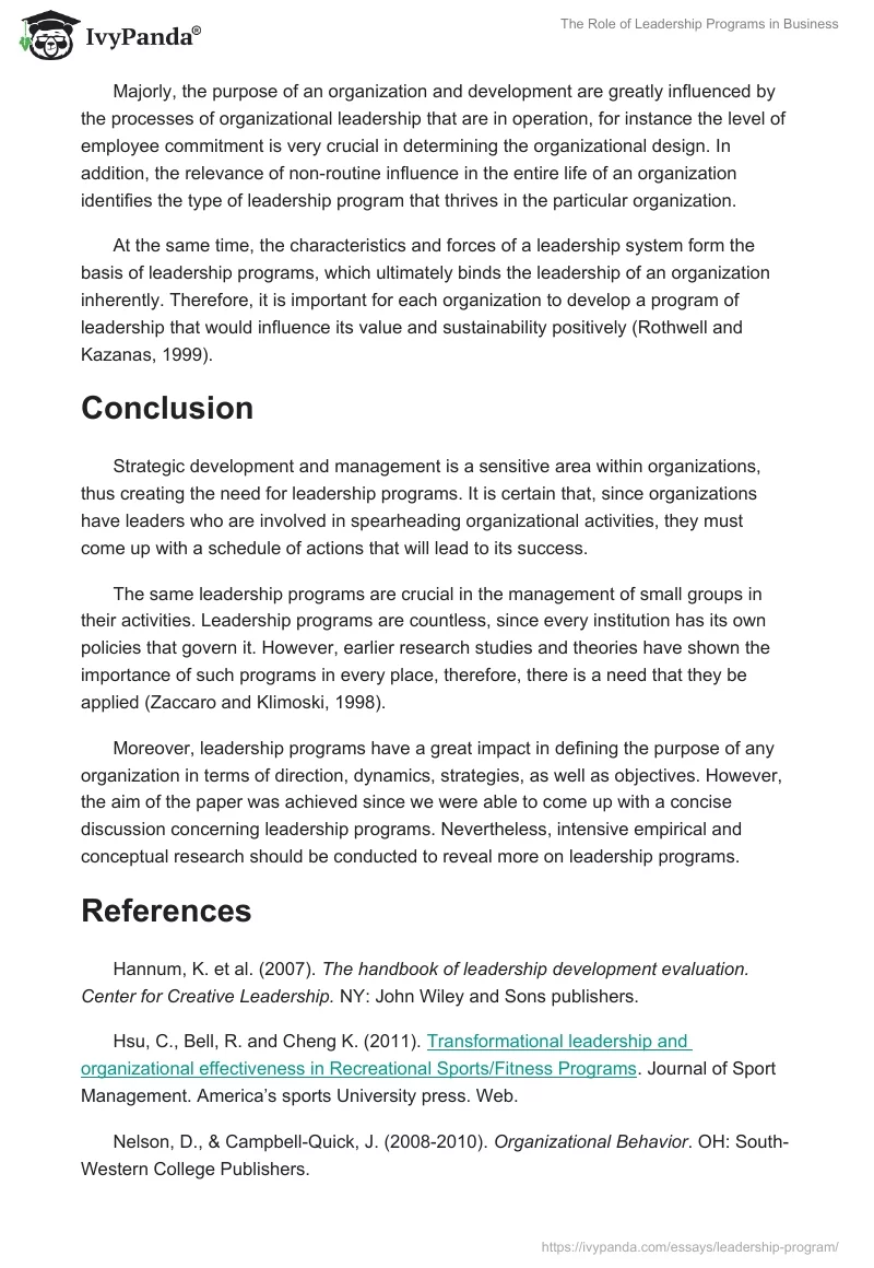 The Role of Leadership Programs in Business. Page 4