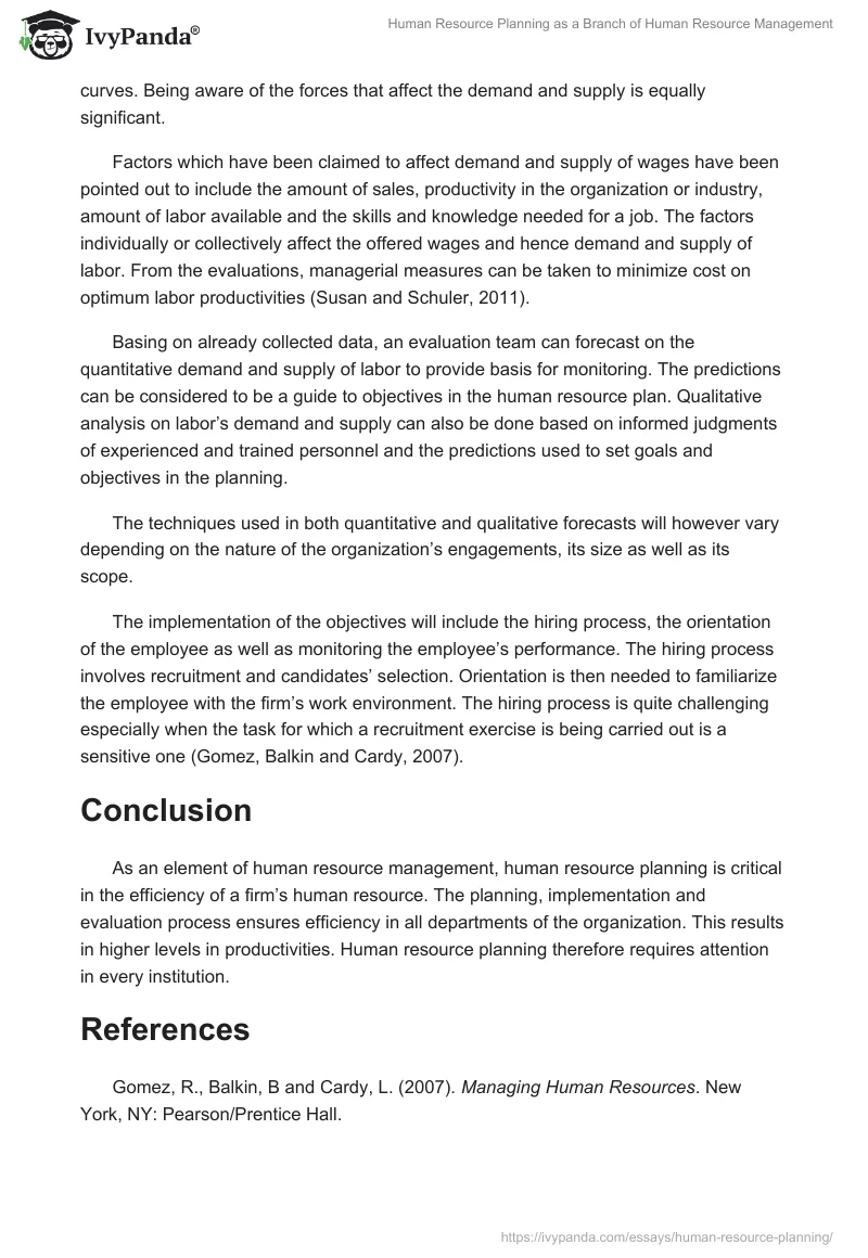 Human Resource Planning as a Branch of Human Resource Management. Page 2