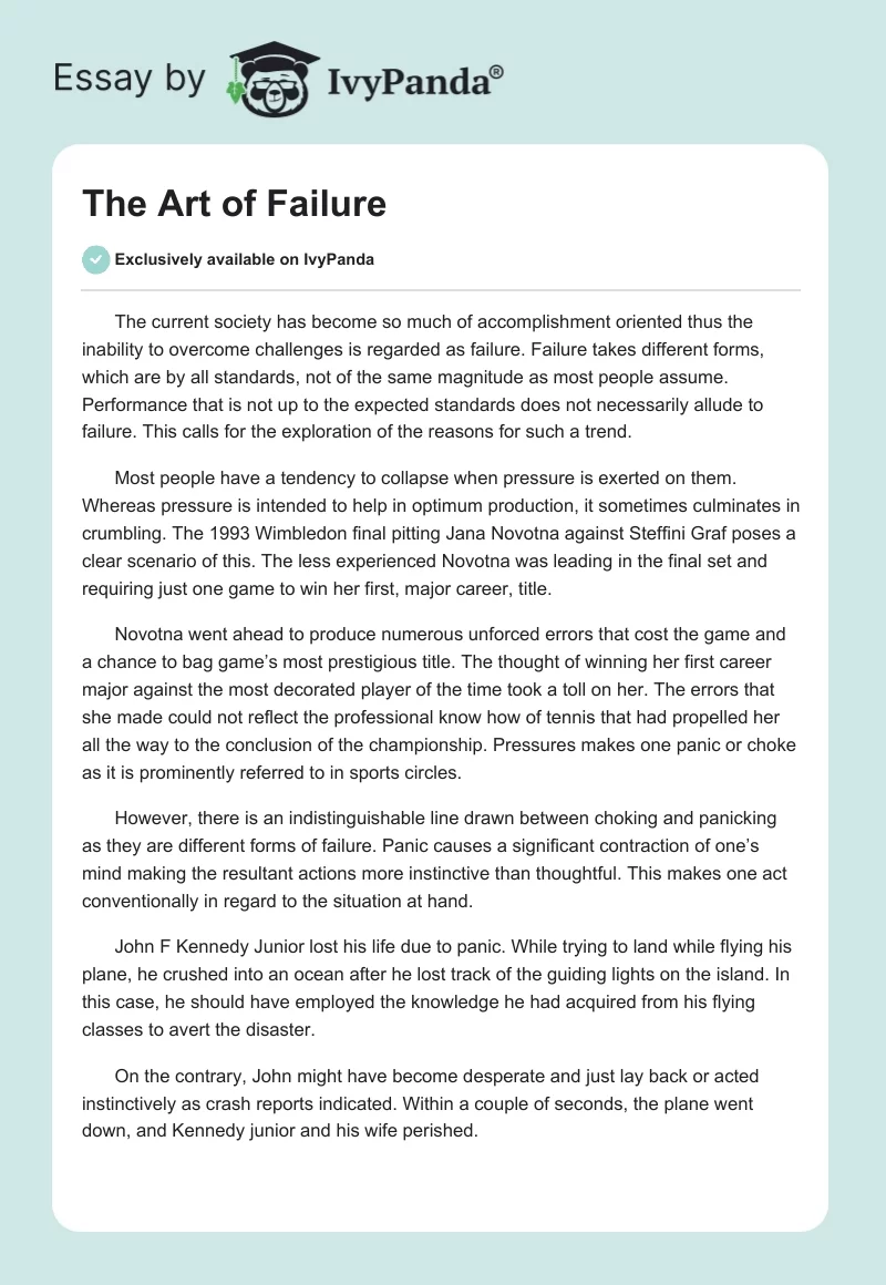The Art of Failure. Page 1