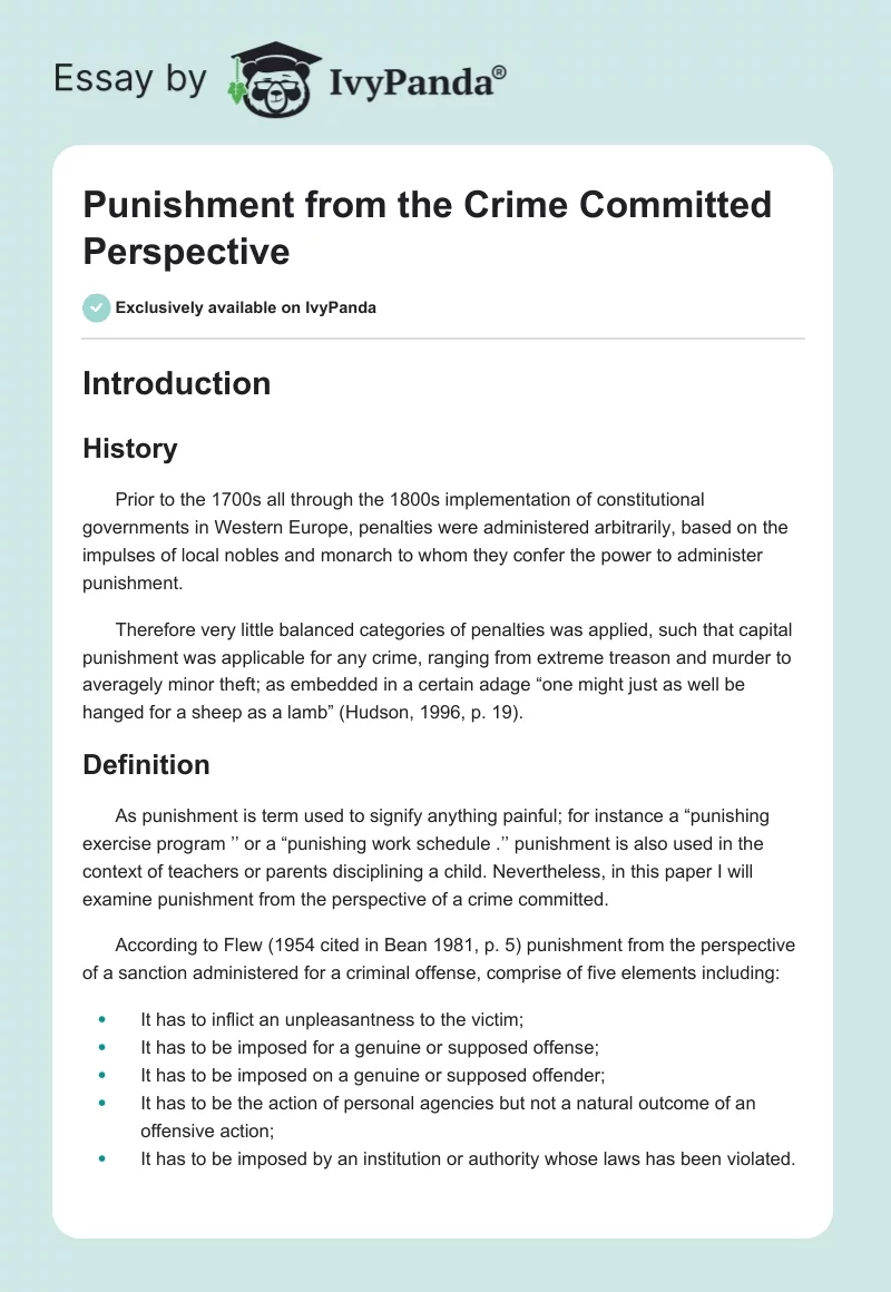 Punishment From the Crime Committed Perspective. Page 1
