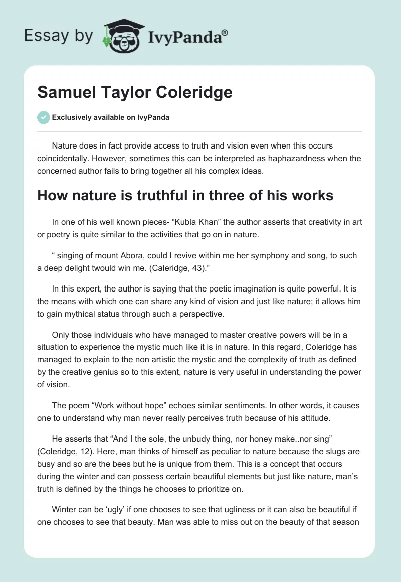 Samuel Taylor Coleridge. Page 1