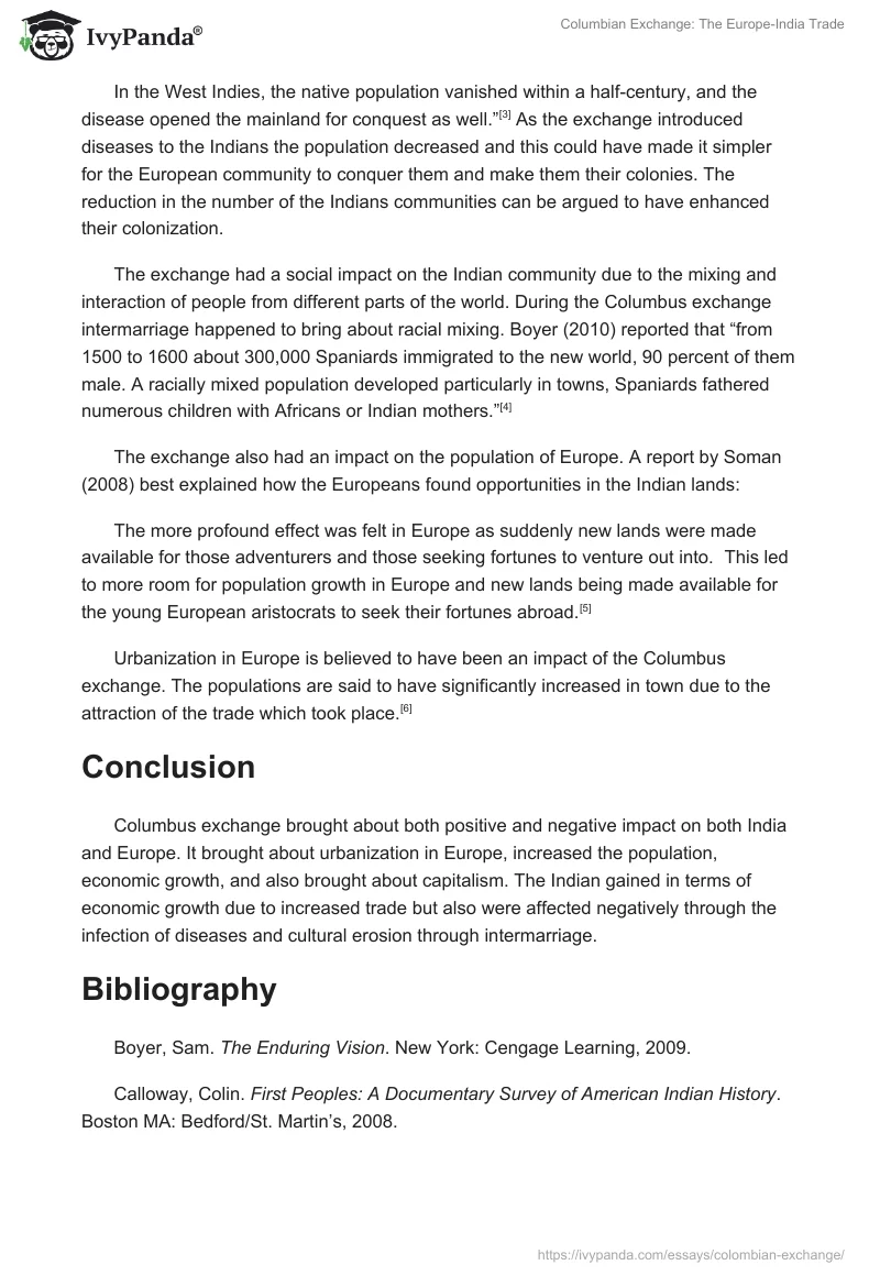 Columbian Exchange: The Europe-India Trade. Page 2
