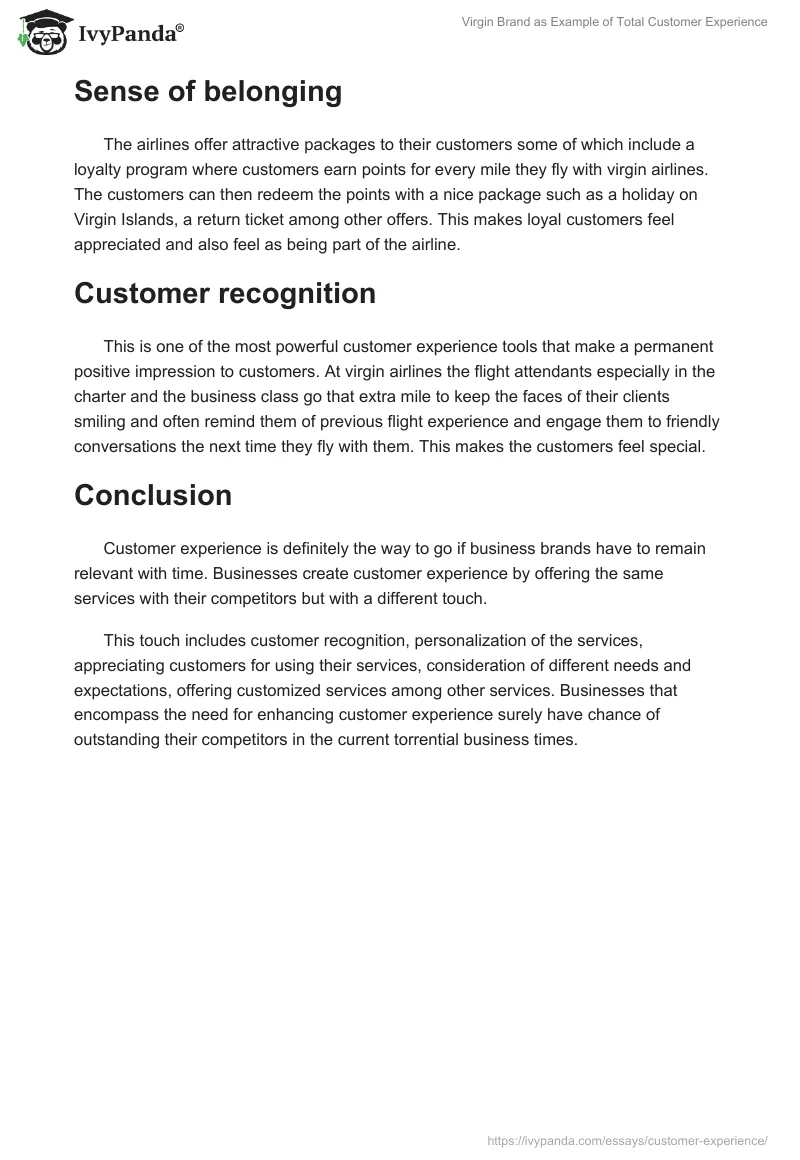 Virgin Brand as Example of Total Customer Experience. Page 4