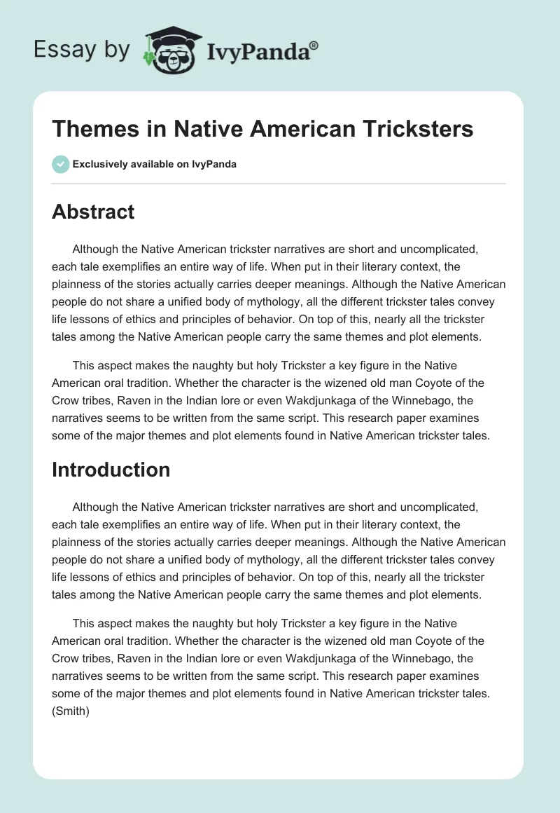 Themes in Native American Tricksters. Page 1