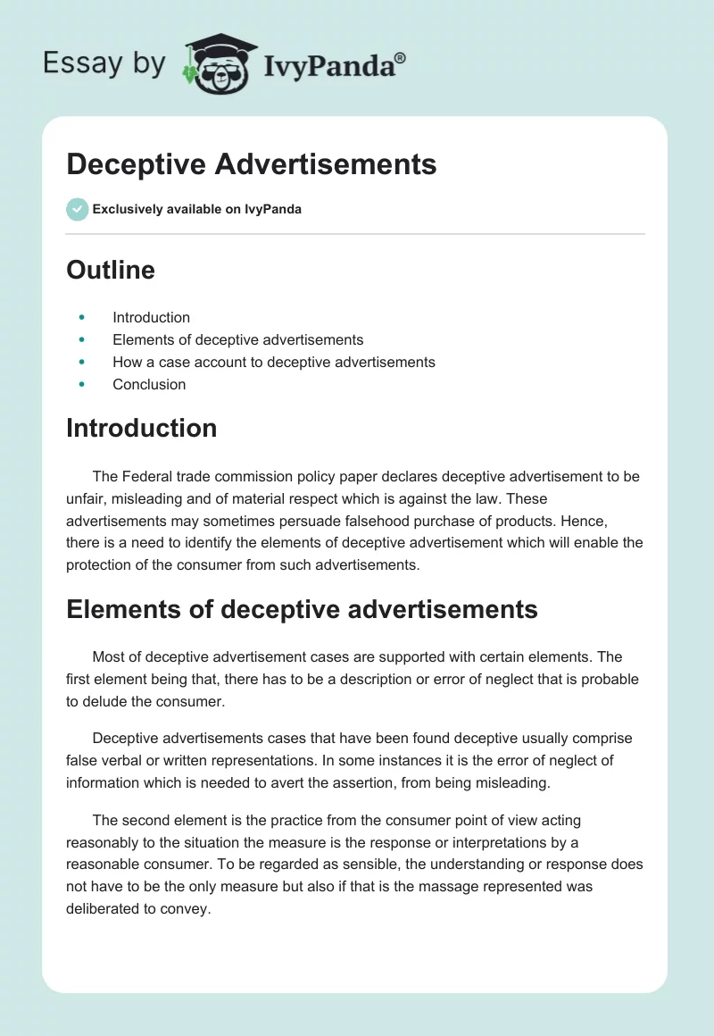 Deceptive Advertisements. Page 1