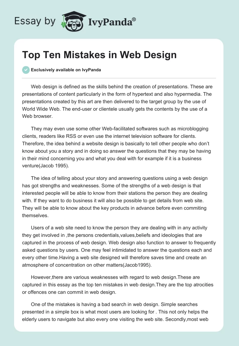 Top Ten Mistakes in Web Design. Page 1