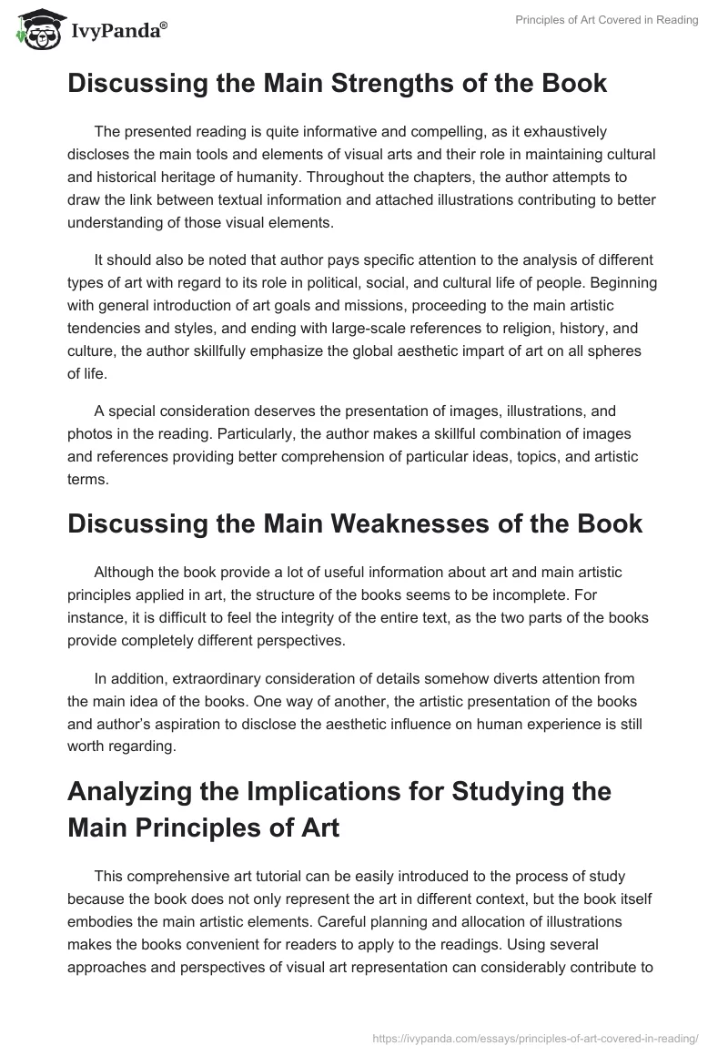Principles of Art Covered in Reading. Page 2