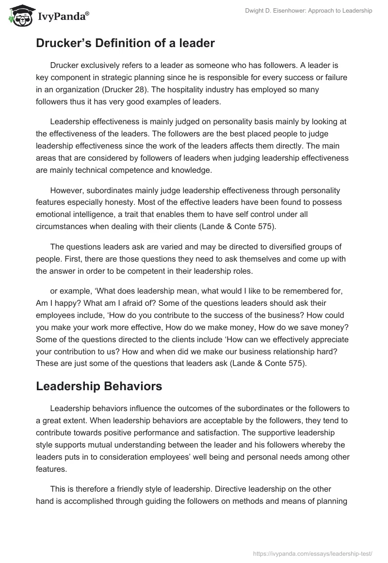 Dwight D. Eisenhower: Approach to Leadership. Page 5