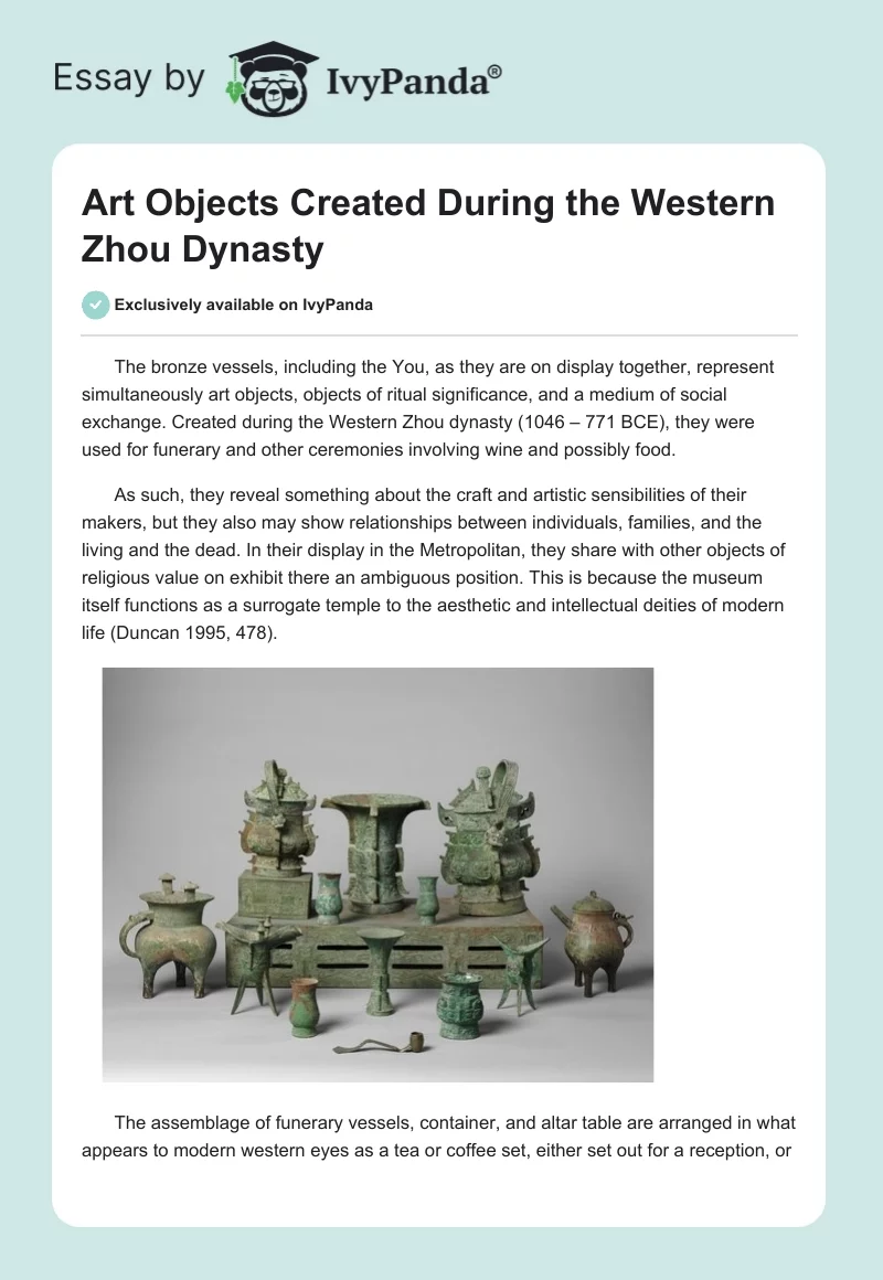 Art Objects Created During the Western Zhou Dynasty. Page 1