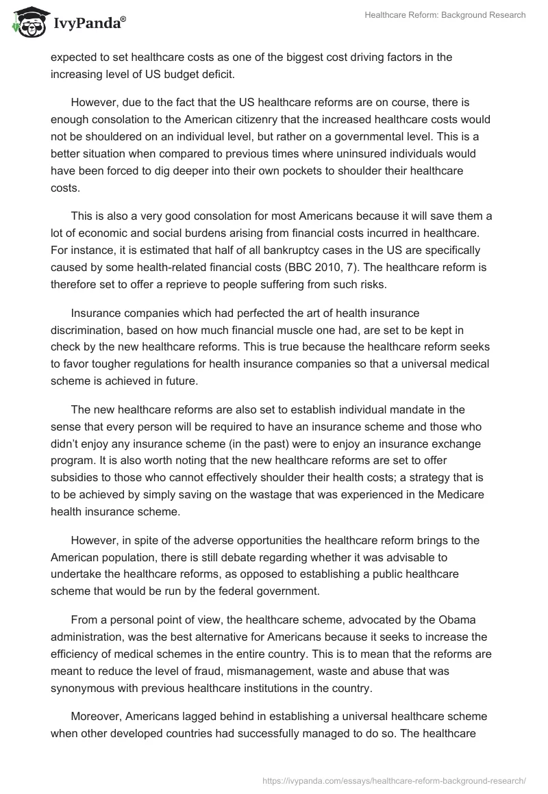 Healthcare Reform: Background Research. Page 4