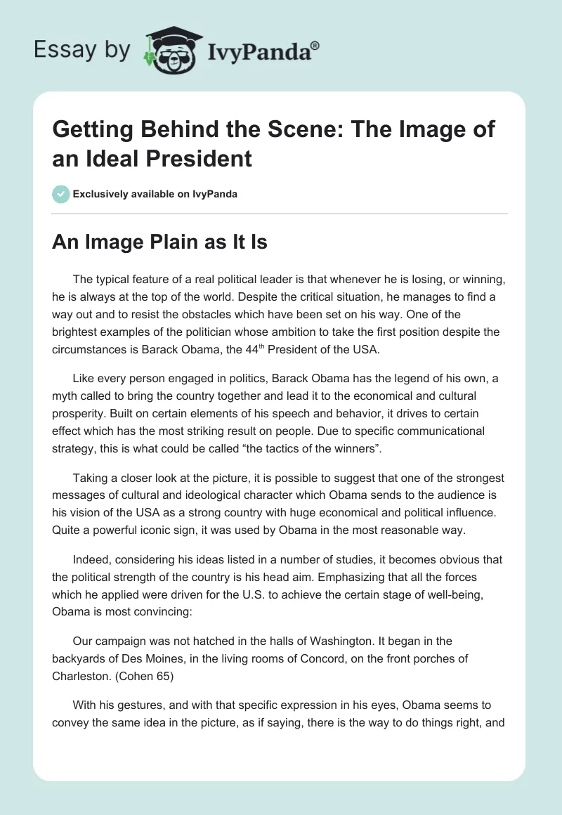 Getting Behind the Scene: The Image of an Ideal President. Page 1