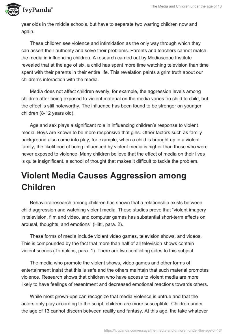 The Media and Children under the age of 13. Page 2