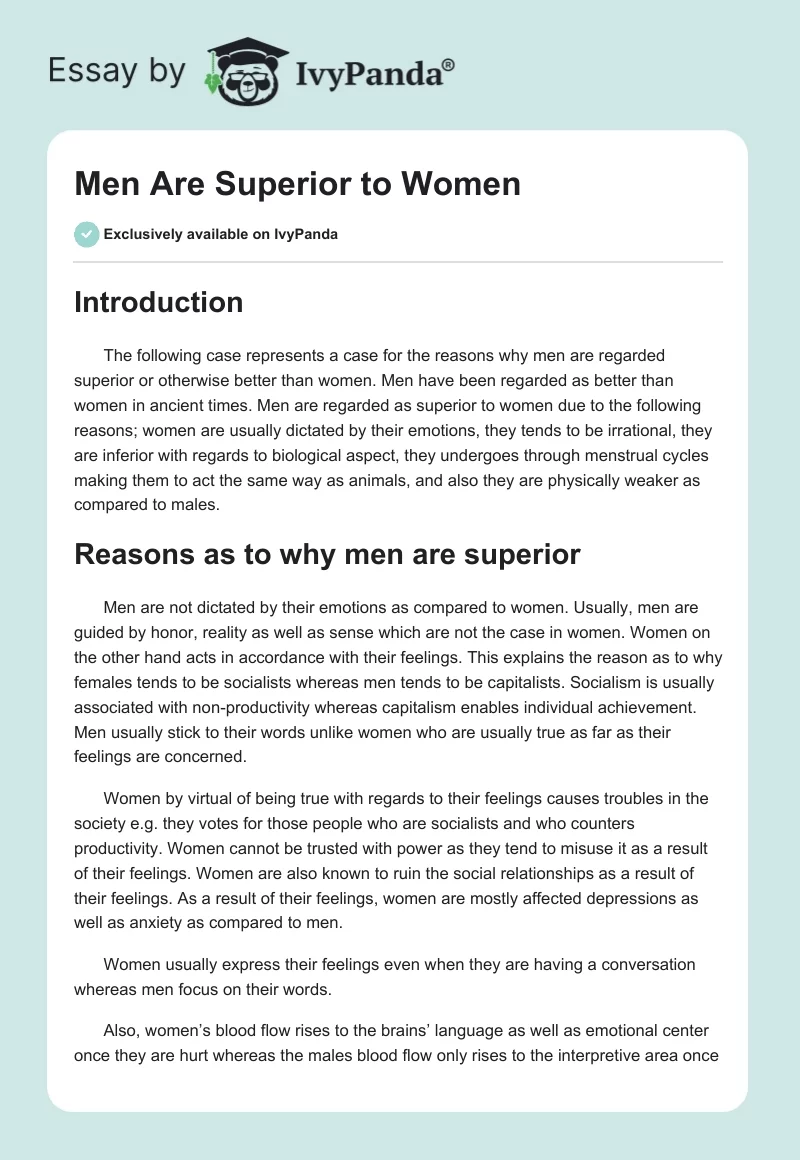 Men Are Superior to Women. Page 1