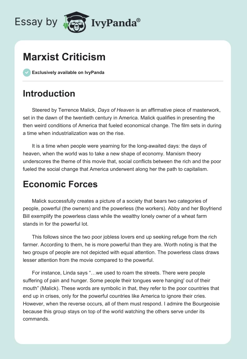 Marxist Criticism. Page 1