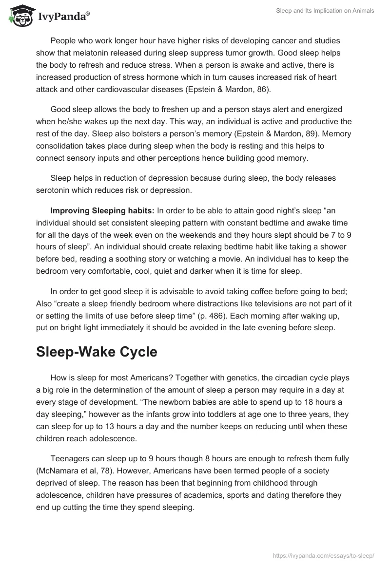 Sleep and Its Implication on Animals. Page 3