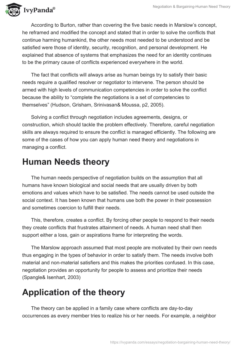 Negotiation & Bargaining-Human Need Theory. Page 2