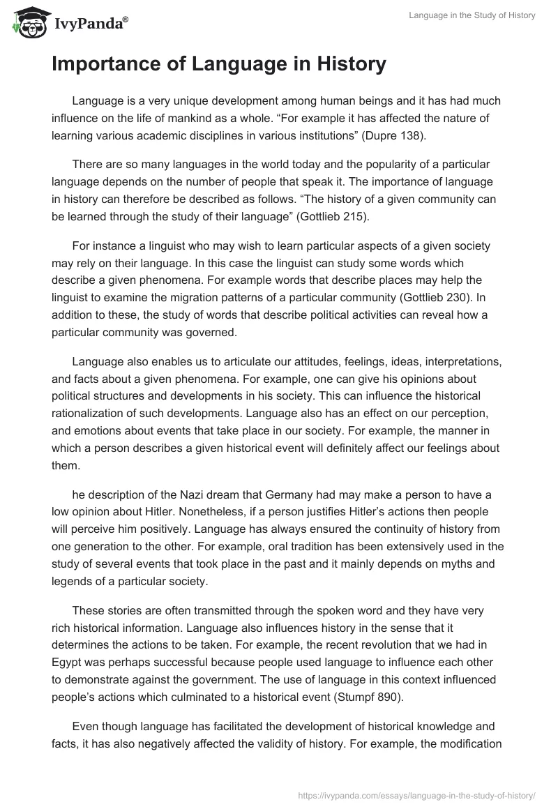 Language in the Study of History. Page 2