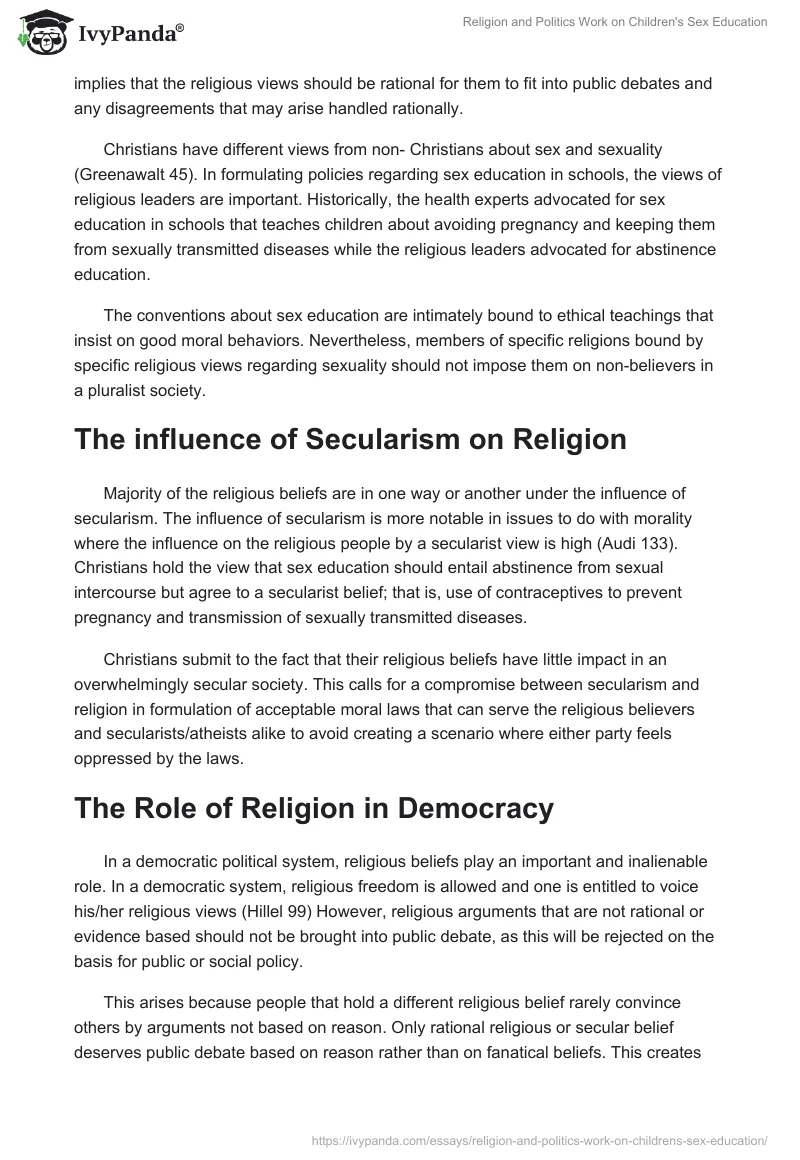 Religion and Politics Work on Children's Sex Education. Page 2
