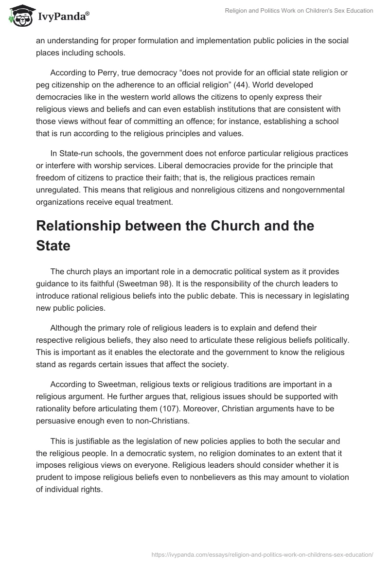 Religion and Politics Work on Children's Sex Education. Page 3