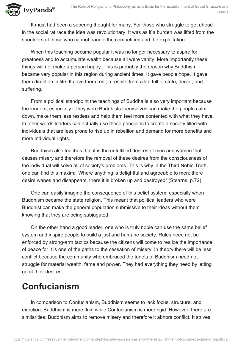 The Role of Religion and Philosophy as as a Basis for the Establishment of Social Structure and Politics. Page 2