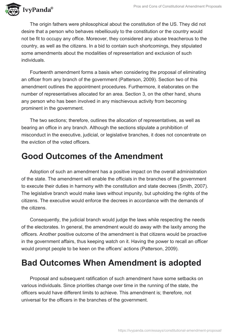 Pros and Cons of Constitutional Amendment Proposals. Page 2