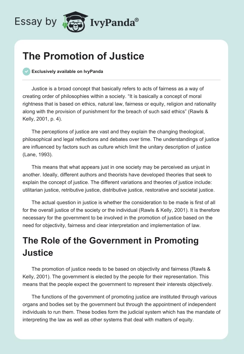 The Promotion of Justice. Page 1