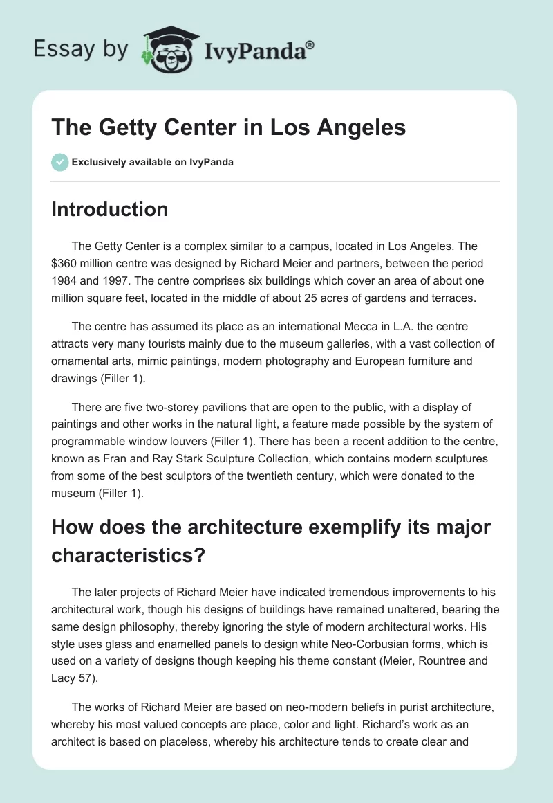 The Getty Center in Los Angeles. Page 1