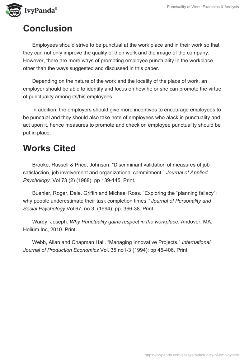 Punctuality at Work: Examples & Analysis. Page 4